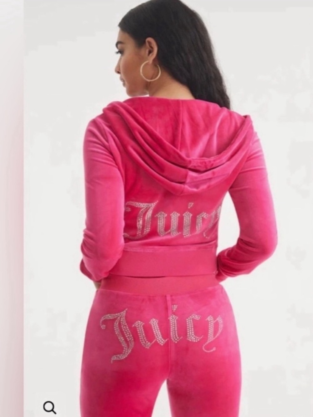 New JUICY COUTURE Pink Velour Rhinestone Y2K Tracksuit Set